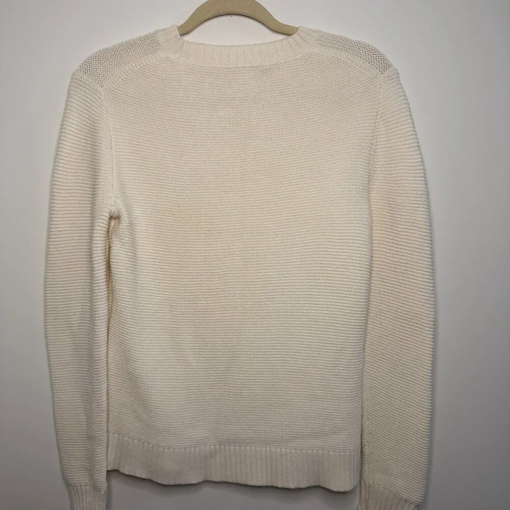 J Crew Textured Knit Crew Neck Sweater Cotton Wool Blend Quiet Luxury - Small